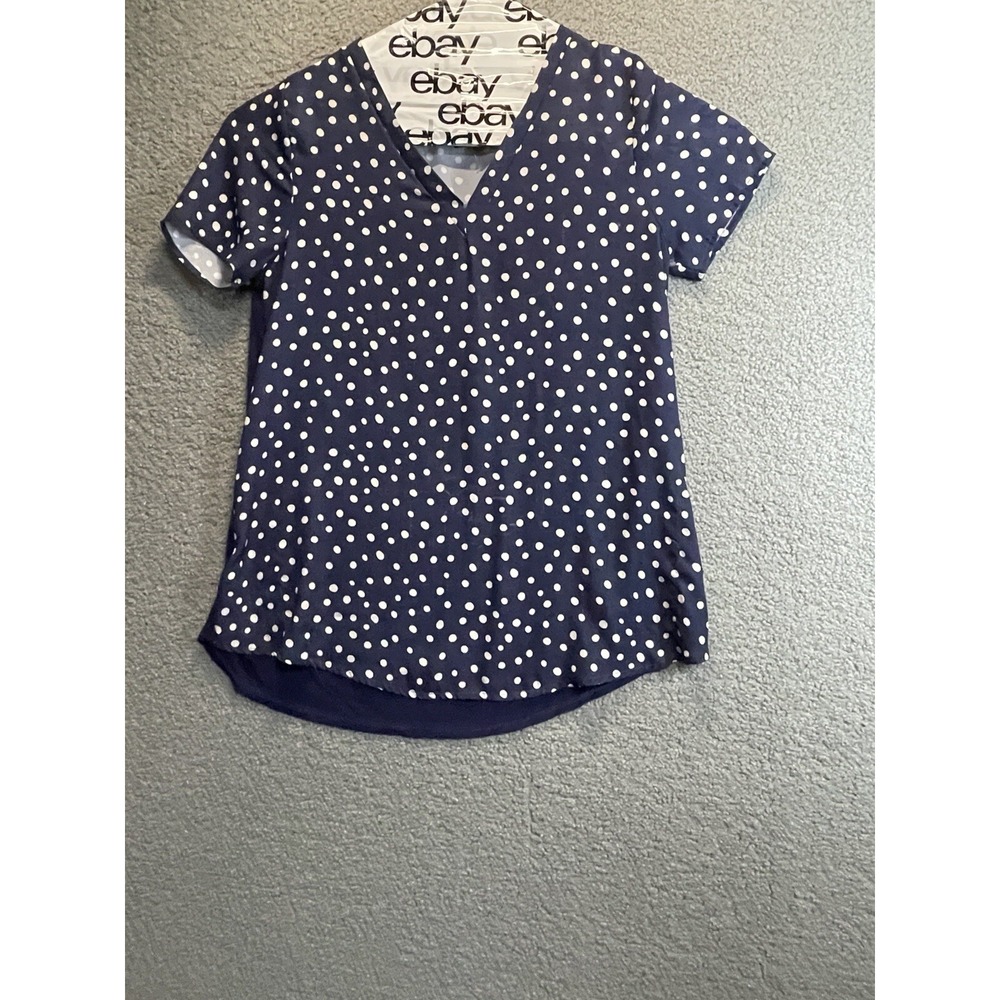 Bobeau Polka Dot Lightweight Short Sleeve Pullover Shirt Women Large - Picture 1 of 7